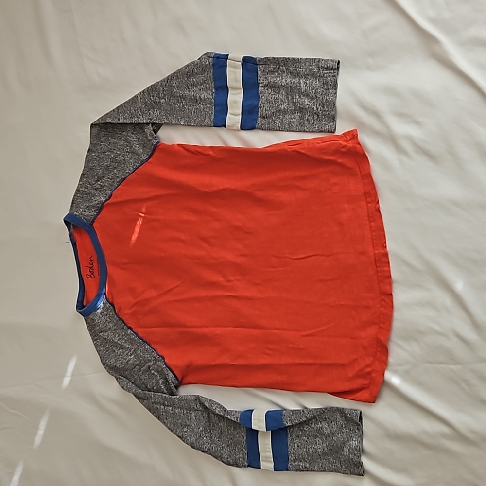Mini Boden Boys Orange Blue Long Sleeve Shirt Size 11